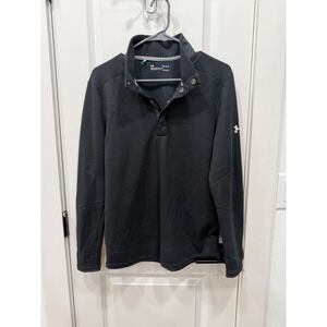 Under Armour‎ ColdGear Mens Pullover Sweater Black Long Sleeve Snap Loose Fit